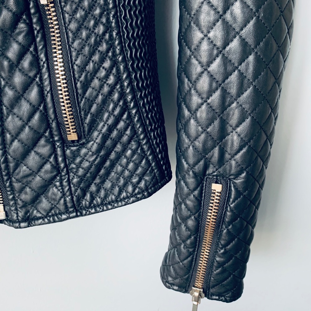 Zara Trafaluc quilted moto biker jacket black S - Picture 3 of 6